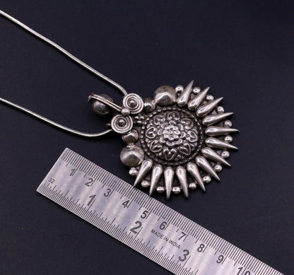 925 sterling silver handmade pendant, excellent vintage design oxidized pendant necklace, ethnic belly dance Bohemian tribal jewelry nsp339 - TRIBAL ORNAMENTS