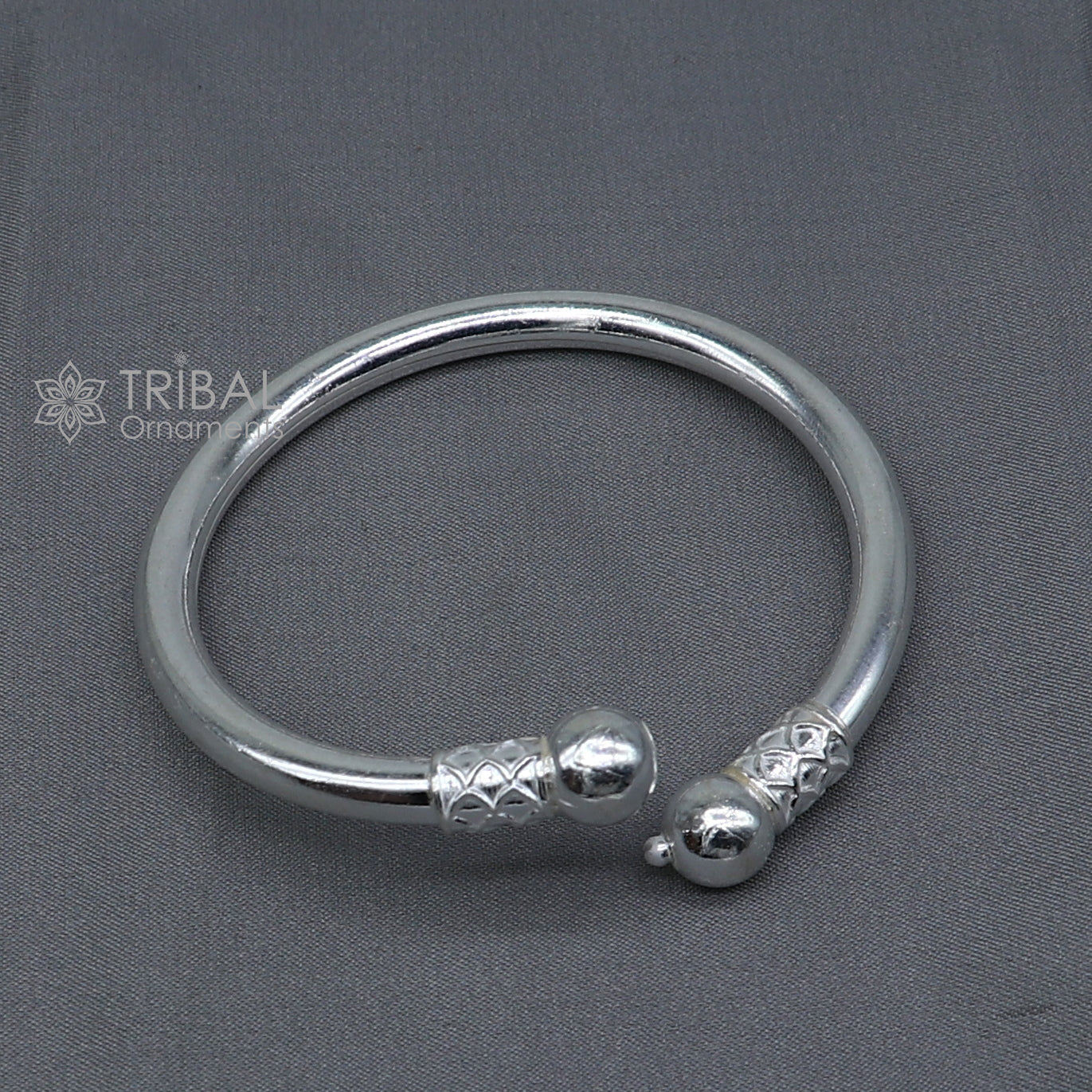 925 sterling silver handmade plain Ball design bangle bracelet kada jewelry, unique ball kada bangle for girls nba430 - TRIBAL ORNAMENTS
