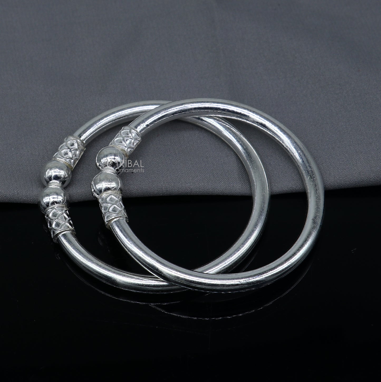 925 sterling silver handmade plain Ball design bangle bracelet kada jewelry, unique ball kada bangle for girls nba430 - TRIBAL ORNAMENTS