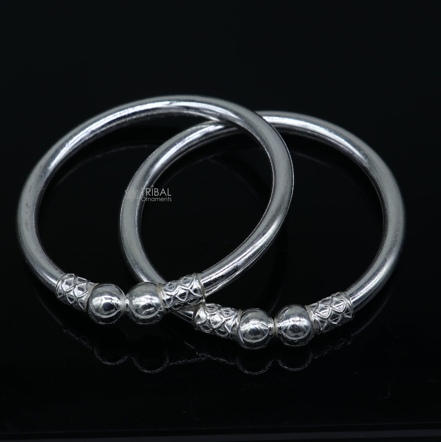 925 sterling silver handmade plain Ball design bangle bracelet kada jewelry, unique ball kada bangle for girls nba430 - TRIBAL ORNAMENTS