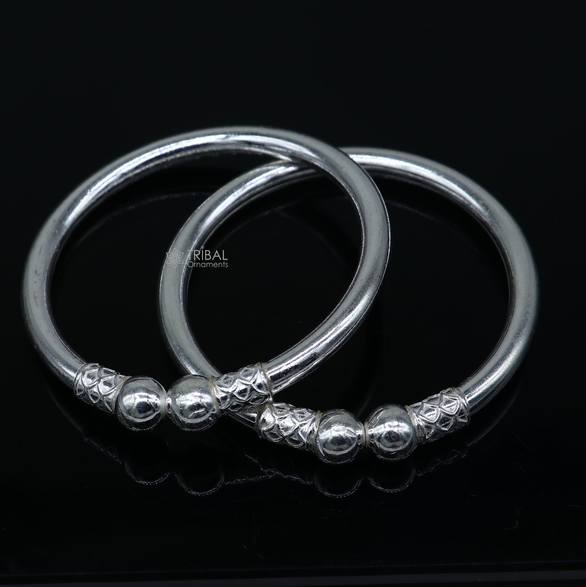 925 sterling silver handmade plain Ball design bangle bracelet kada jewelry, unique ball kada bangle for girls nba430 - TRIBAL ORNAMENTS