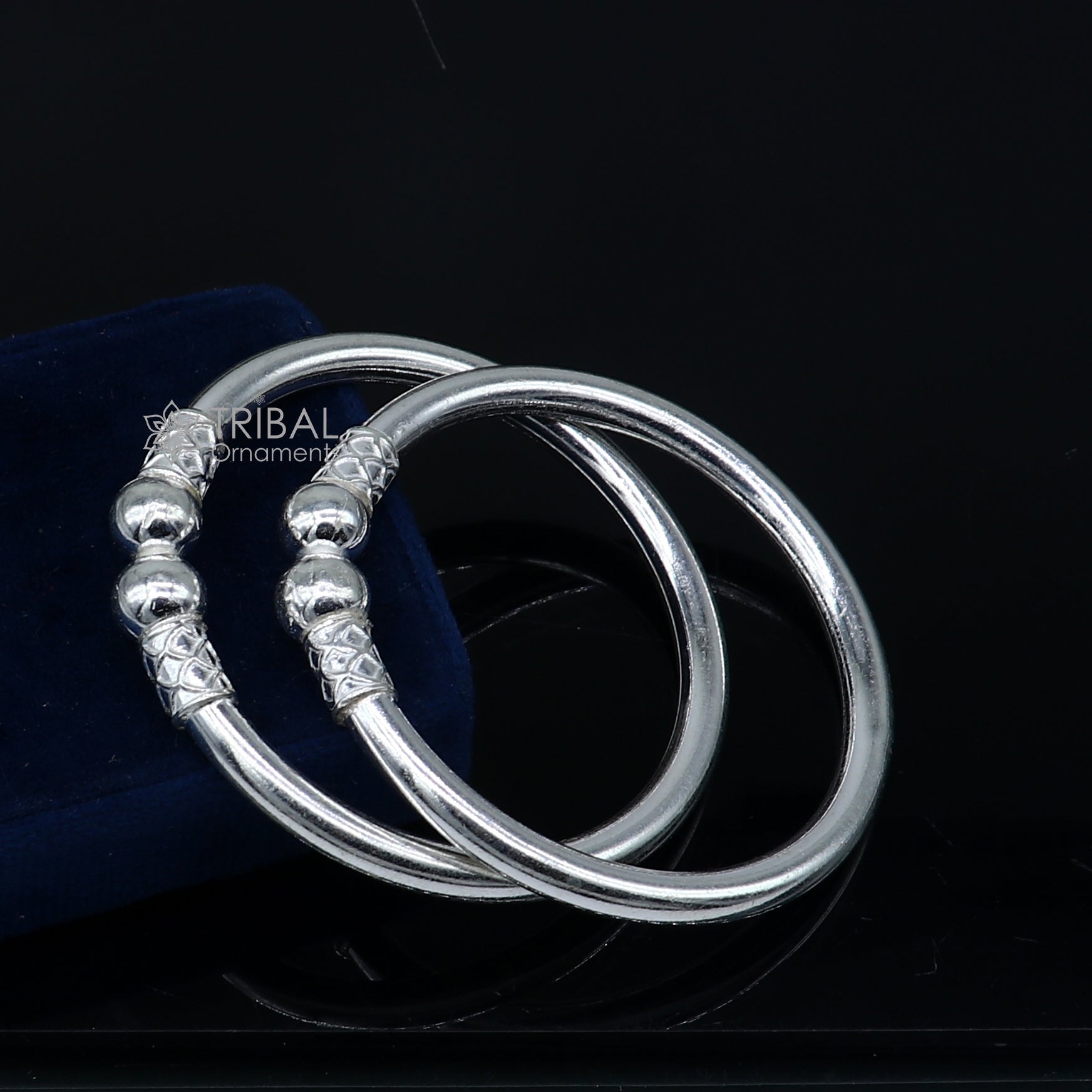 925 sterling silver handmade plain Ball design bangle bracelet kada jewelry, unique ball kada bangle for girls nba430 - TRIBAL ORNAMENTS