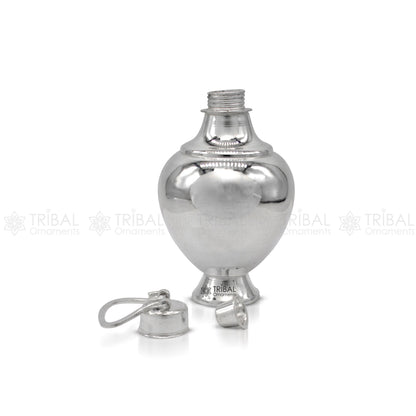 925 sterling silver handmade plain design holy Gangjali, silver Gangajal pot for puja, traditional silver water vessel by TRIBAL ORNAMENTS