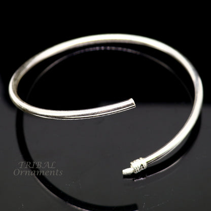 925 Sterling silver handmade Indian traditional foot kada bracelet for women, plain design with tribal jewelry style.