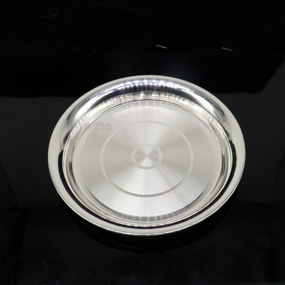 925 sterling silver handmade plate/ tray, best gifting baby food serving silver utensils, silver articles, puja utensils sv293 - TRIBAL ORNAMENTS