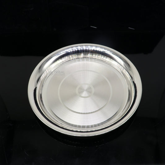 925 sterling silver handmade plate/ tray, best gifting baby food serving silver utensils, silver articles, puja utensils sv293 - TRIBAL ORNAMENTS