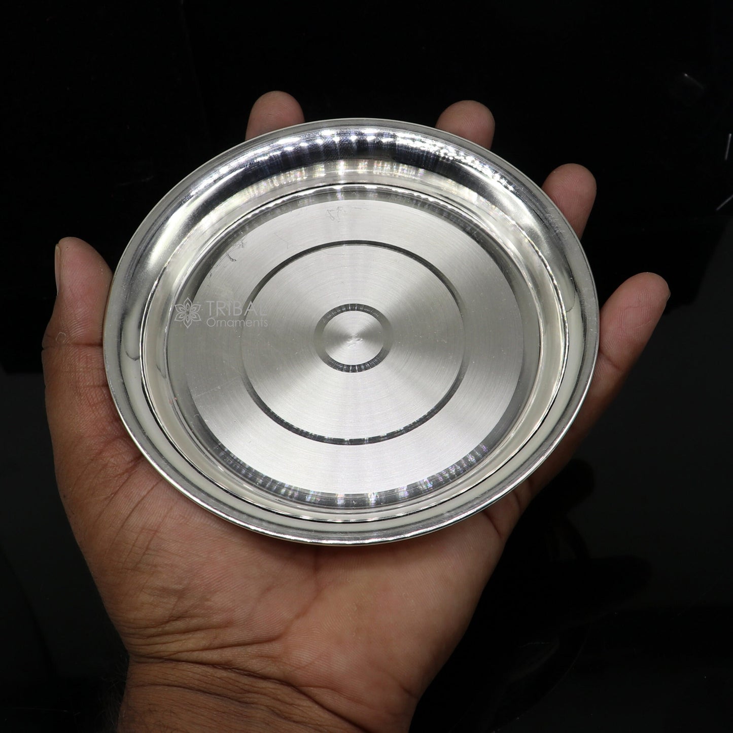 925 sterling silver handmade plate/ tray, best gifting baby food serving silver utensils, silver articles, puja utensils sv293 - TRIBAL ORNAMENTS