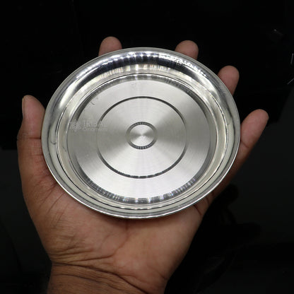 925 sterling silver handmade plate/ tray, best gifting baby food serving silver utensils, silver articles, puja utensils sv293 - TRIBAL ORNAMENTS