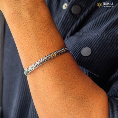 925 sterling silver Punjabis shikha unisex kada bracelet by TRIBAL ORNAMENTS, handmade designer silver bracelet for men and women.