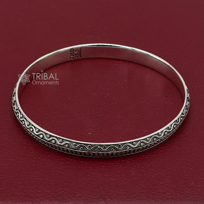 Sterling silver handmade Punjabis shikha men's and women's kada bracelet, designer tribal ornament jewelry with delicate craftsmanship.