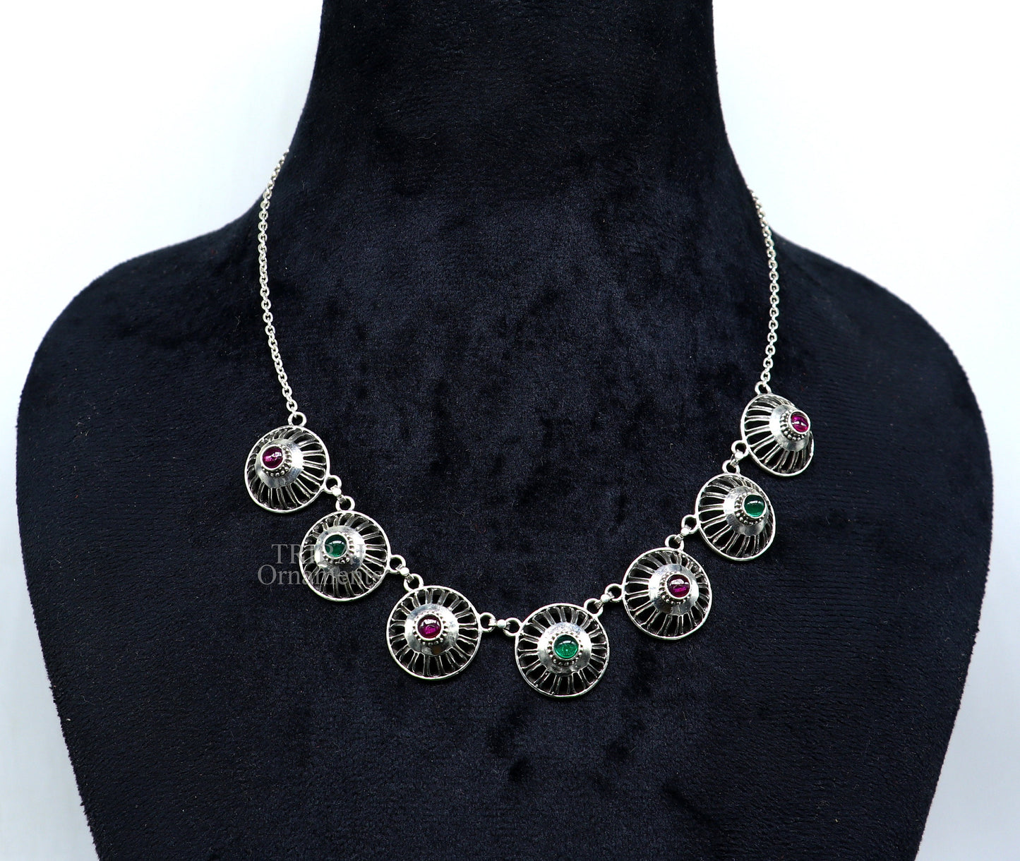 925 sterling silver handmade Rajasthani traditional stylish fit neck luxury necklace choker, best belly dance Guttapusalu necklace set0342 - TRIBAL ORNAMENTS