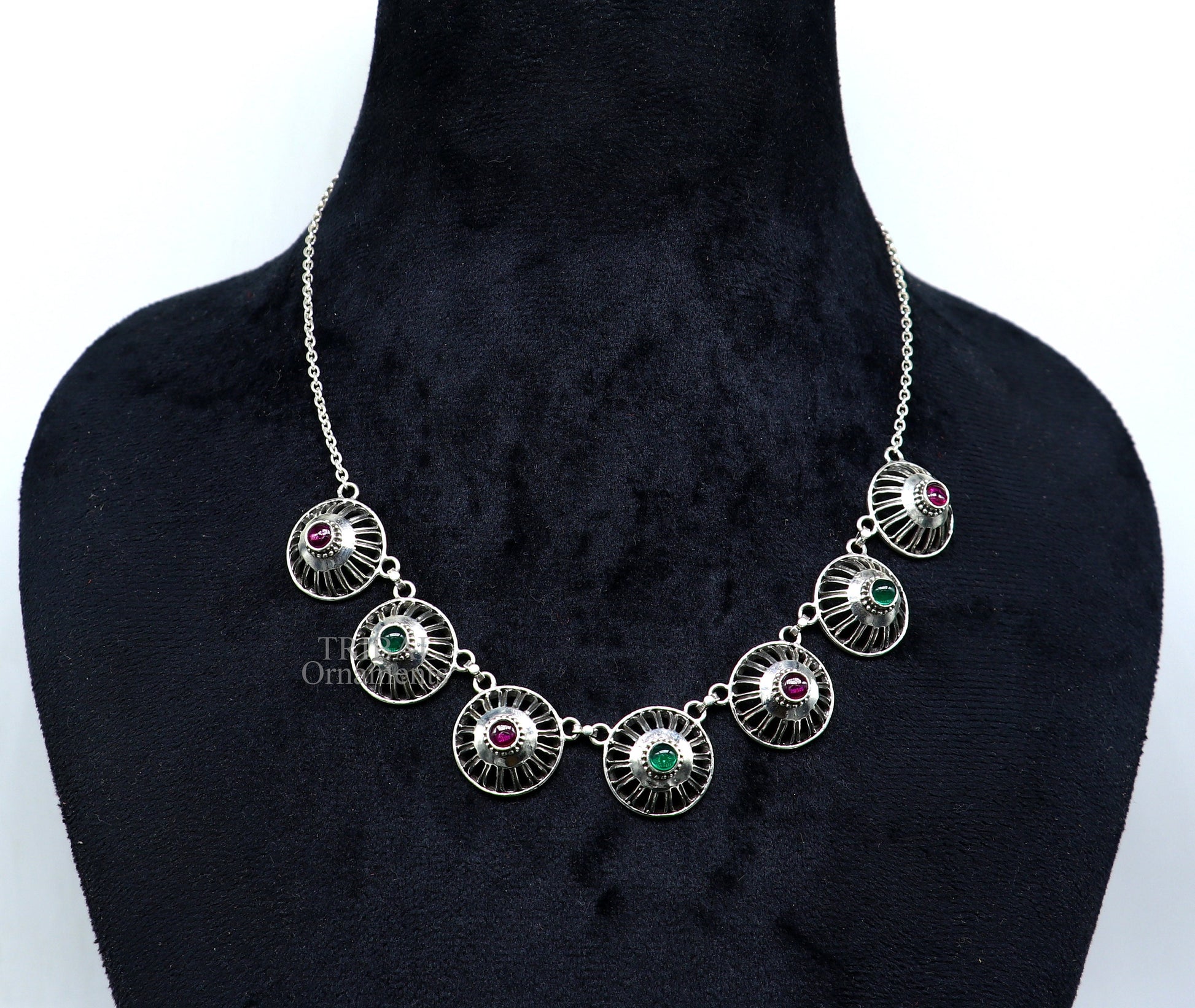 925 sterling silver handmade Rajasthani traditional stylish fit neck luxury necklace choker, best belly dance Guttapusalu necklace set0342 - TRIBAL ORNAMENTS