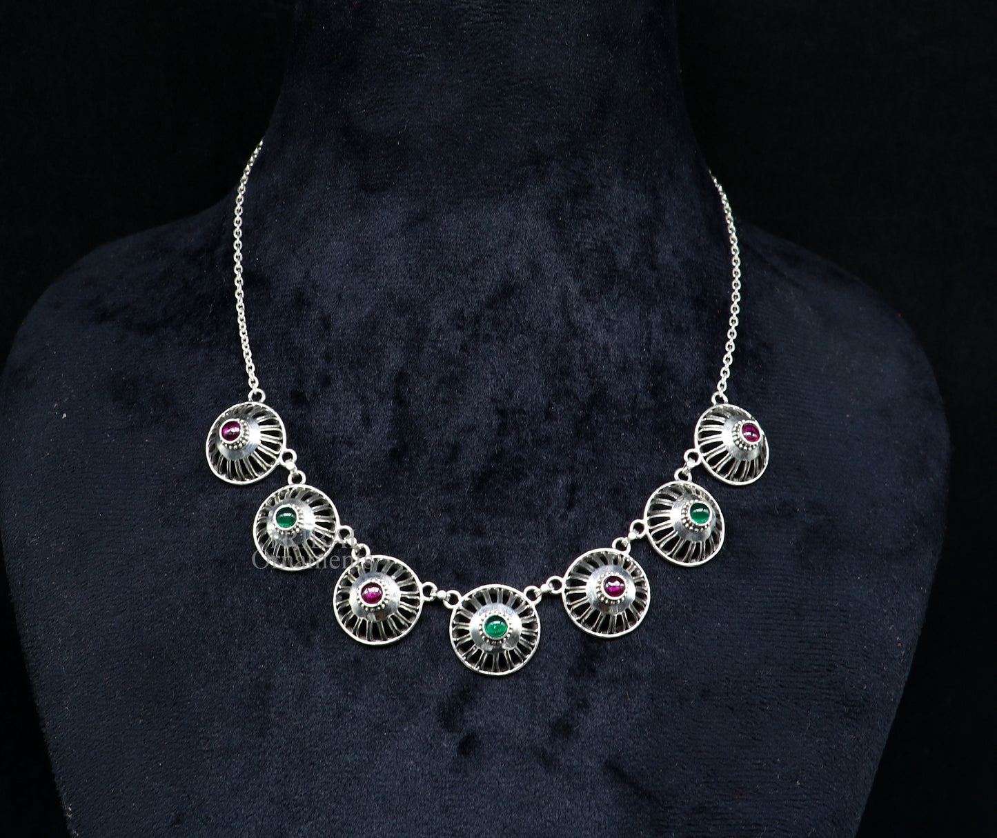 925 sterling silver handmade Rajasthani traditional stylish fit neck luxury necklace choker, best belly dance Guttapusalu necklace set0342 - TRIBAL ORNAMENTS