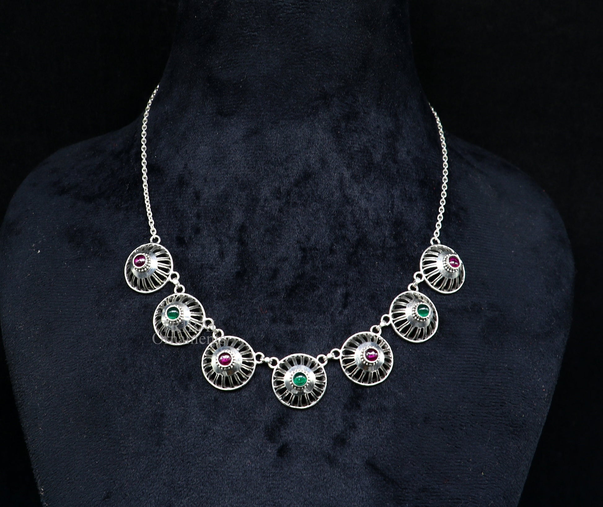 925 sterling silver handmade Rajasthani traditional stylish fit neck luxury necklace choker, best belly dance Guttapusalu necklace set0342 - TRIBAL ORNAMENTS