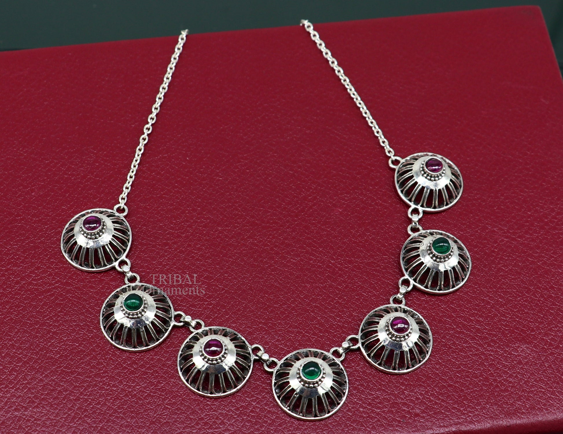 925 sterling silver handmade Rajasthani traditional stylish fit neck luxury necklace choker, best belly dance Guttapusalu necklace set0342 - TRIBAL ORNAMENTS