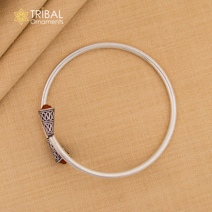 925 sterling silver handmade rudraksha kada bracelet unisex kada nsk898 - TRIBAL ORNAMENTS