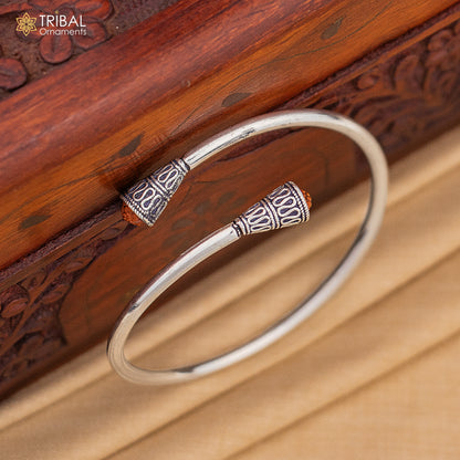 925 sterling silver handmade rudraksha kada bracelet unisex kada nsk898 - TRIBAL ORNAMENTS