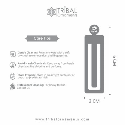 925 Sterling silver handmade silver cliped  bookmark customized jewellery su1335 - TRIBAL ORNAMENTS