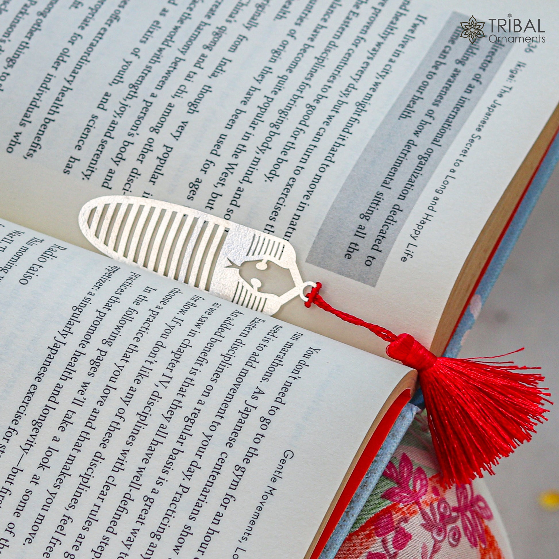 925 Sterling silver handmade silver fish design bookmark customized jewellery su1337 - TRIBAL ORNAMENTS