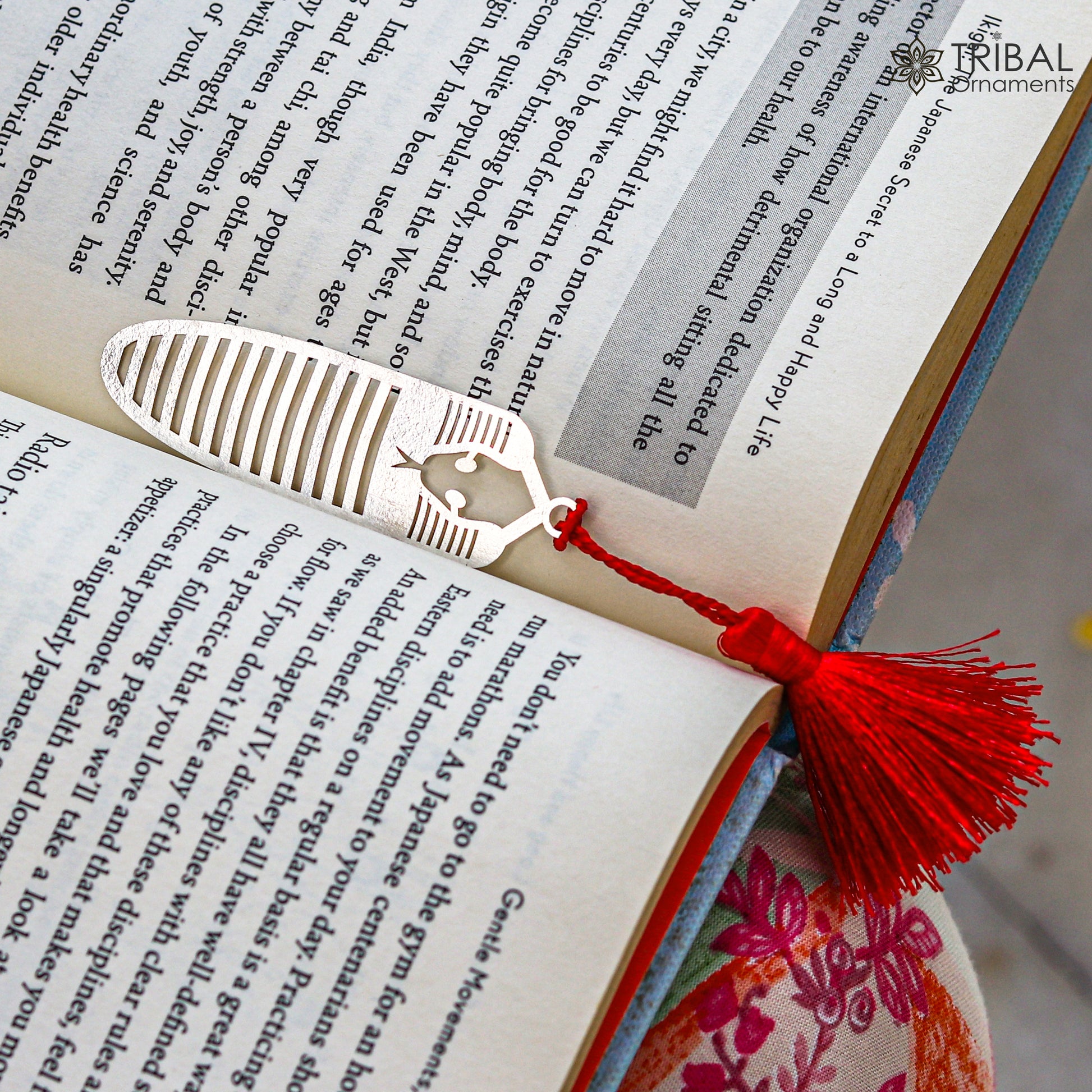 925 Sterling silver handmade silver fish design bookmark customized jewellery su1337 - TRIBAL ORNAMENTS