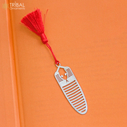 925 Sterling silver handmade silver fish design bookmark customized jewellery su1337 - TRIBAL ORNAMENTS