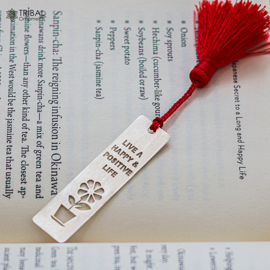925 Sterling silver handmade silver flower design personalized bookmark customized jewellery su1333 - TRIBAL ORNAMENTS