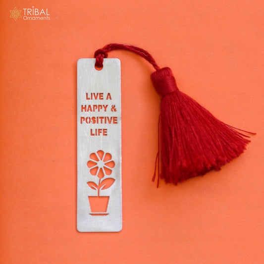 925 Sterling silver handmade silver flower design personalized bookmark customized jewellery su1333 - TRIBAL ORNAMENTS