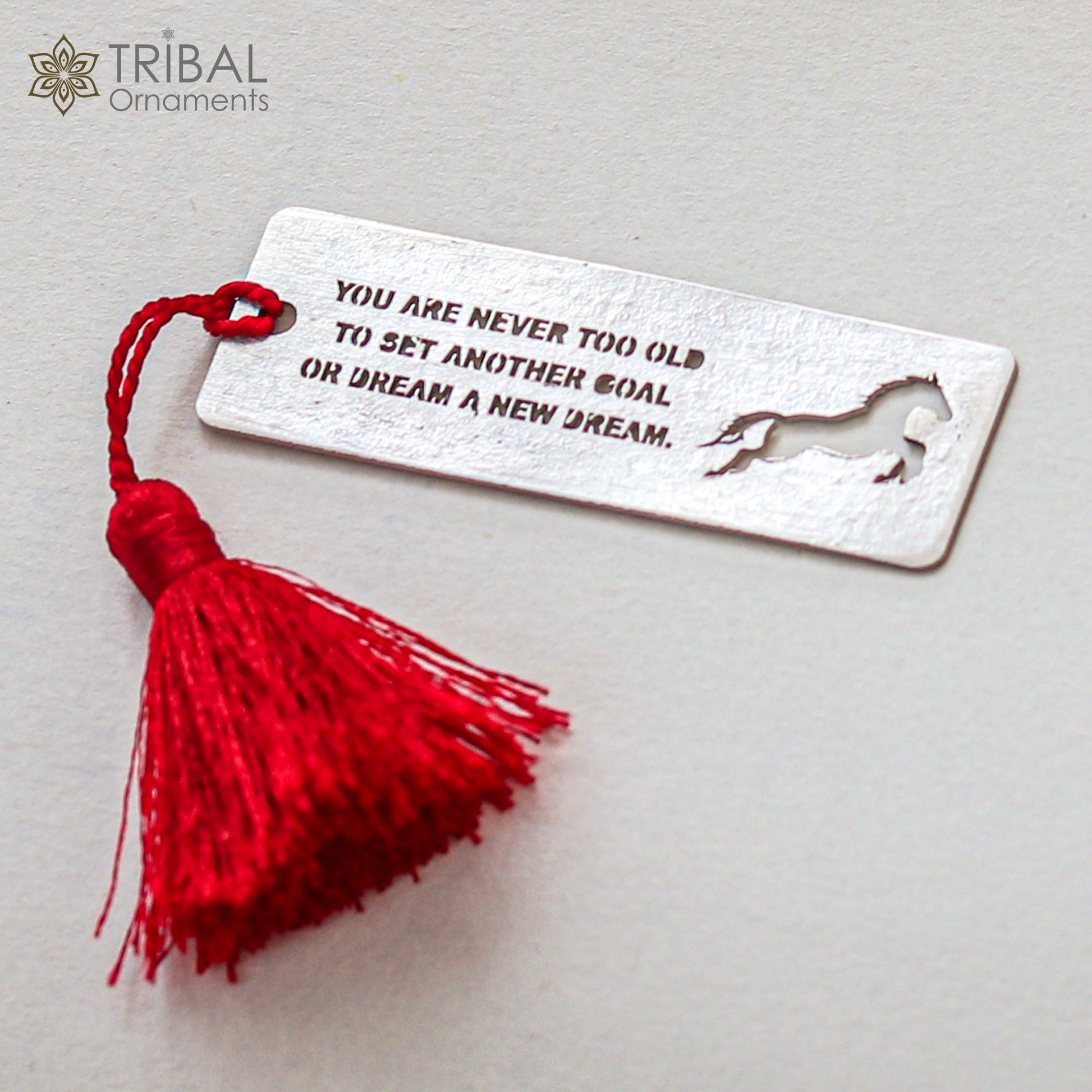 925 Sterling silver handmade silver horse design personalized bookmark customized jewellery su1338 - TRIBAL ORNAMENTS