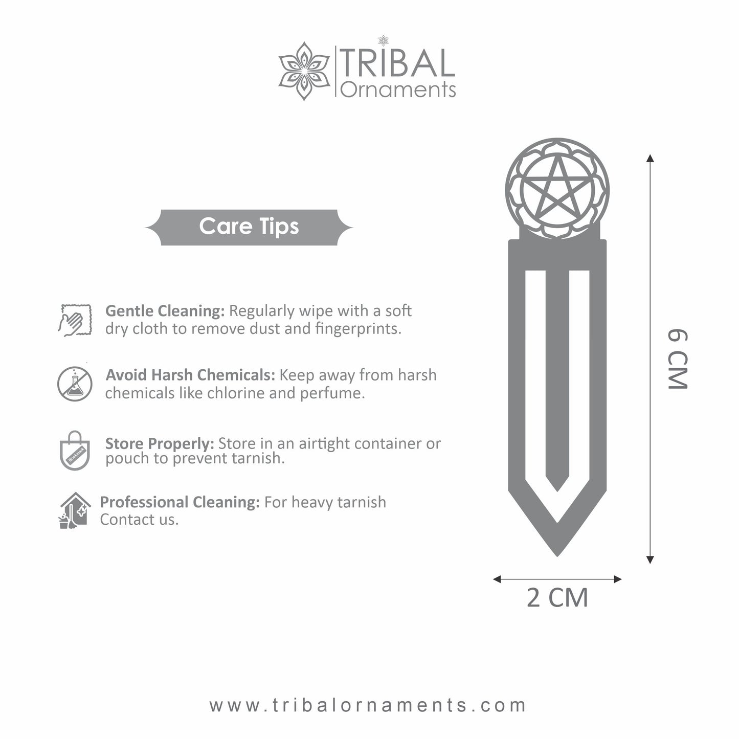 925 Sterling silver handmade silver star design clip bookmark customized jewellery su1336 - TRIBAL ORNAMENTS