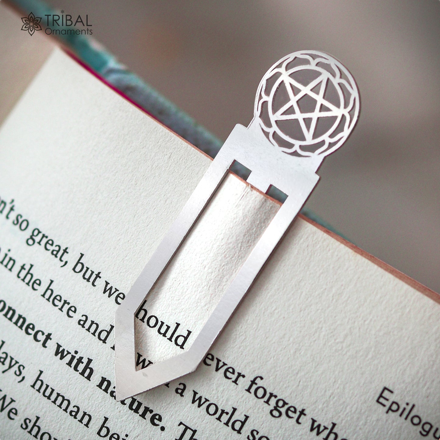 925 Sterling silver handmade silver star design clip bookmark customized jewellery su1336 - TRIBAL ORNAMENTS