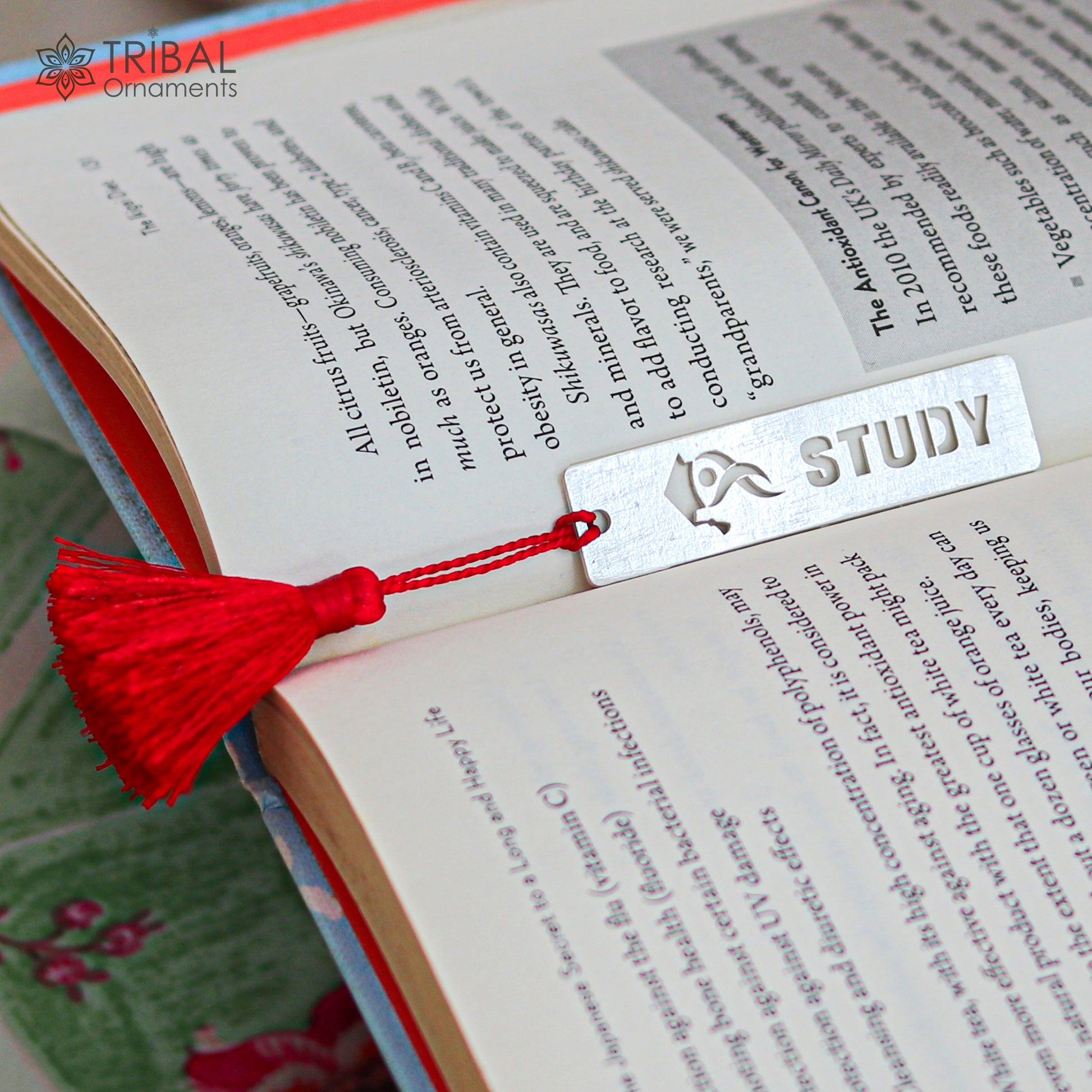 925 Sterling silver handmade silver study design personalized bookmark customized jewellery su1332 - TRIBAL ORNAMENTS