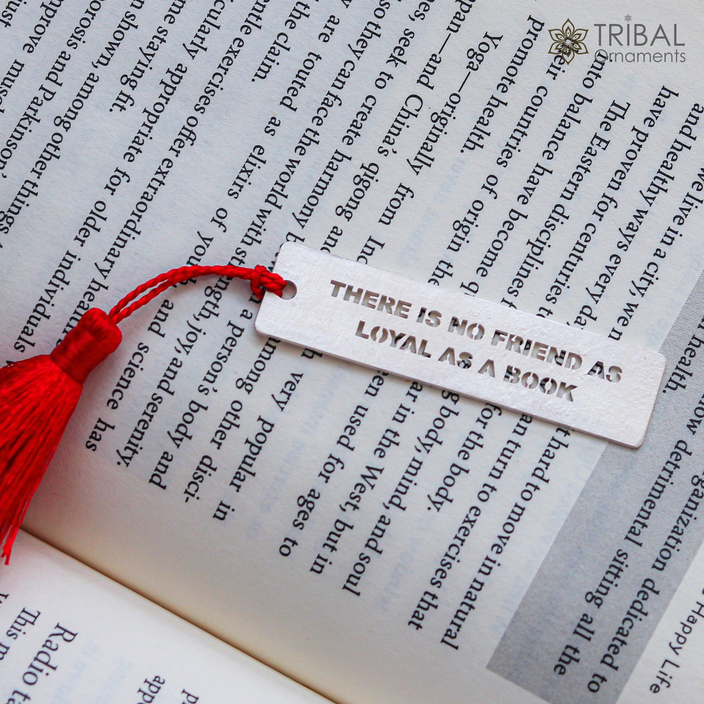 925 Sterling silver handmade silver( there is no friend as loyal as a book) personalized bookmark customized jewellery su1334 - TRIBAL ORNAMENTS