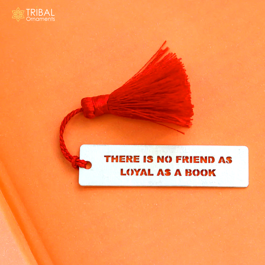 925 Sterling silver handmade silver( there is no friend as loyal as a book) personalized bookmark customized jewellery su1334 - TRIBAL ORNAMENTS