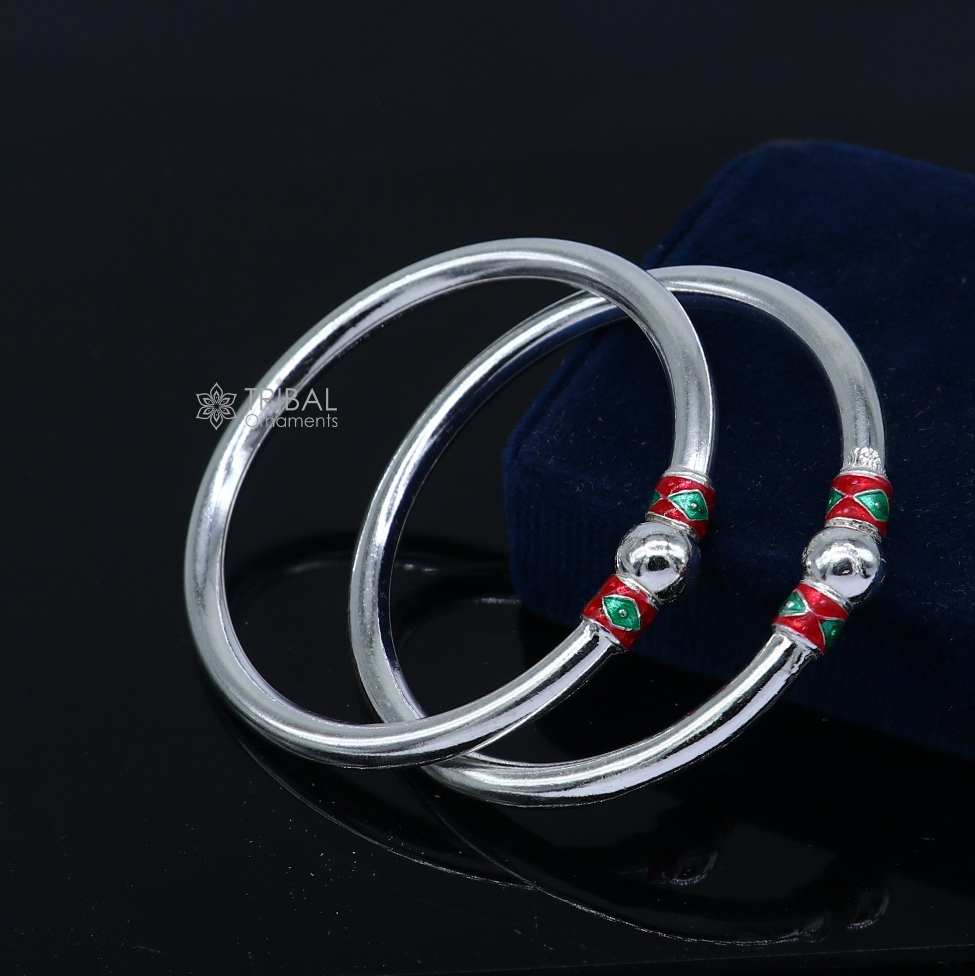 925 Sterling silver handmade Single ball design baby bangle bracelet kada, fabulous silver baby jewellery bbk204 - TRIBAL ORNAMENTS