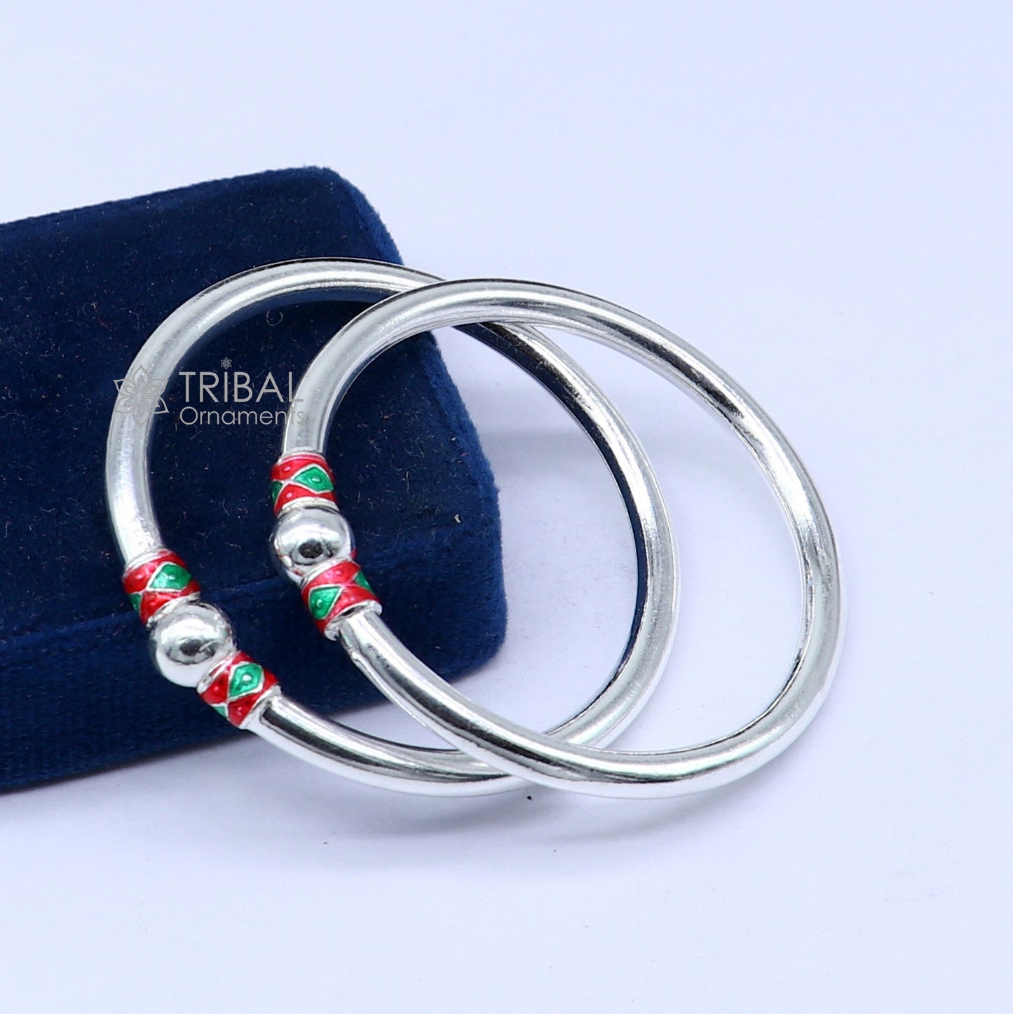 925 Sterling silver handmade Single ball design baby bangle bracelet kada, fabulous silver baby jewellery bbk204 - TRIBAL ORNAMENTS