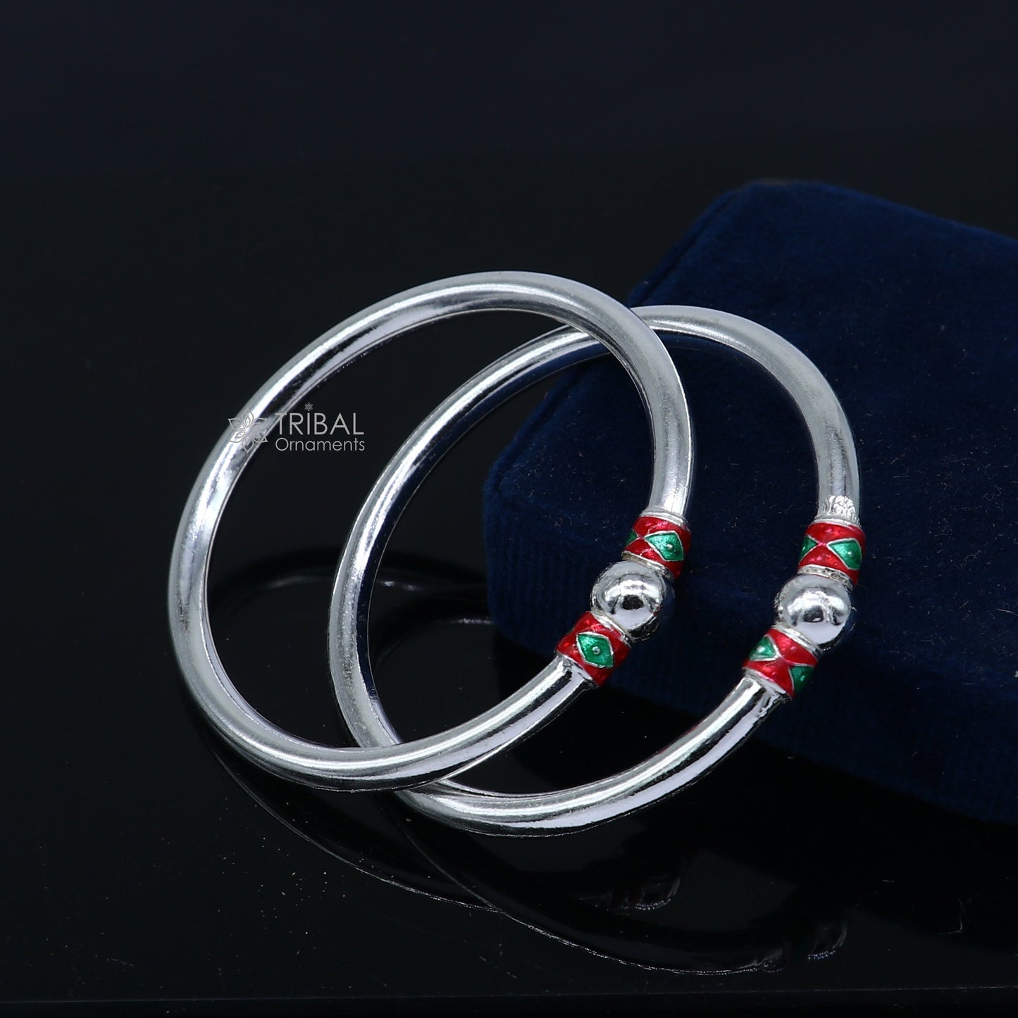 925 Sterling silver handmade Single ball design baby bangle bracelet kada, fabulous silver baby jewellery bbk204 - TRIBAL ORNAMENTS