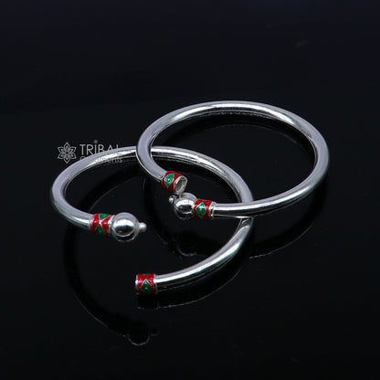 925 Sterling silver handmade Single ball design baby bangle bracelet kada, fabulous silver baby jewellery bbk204 - TRIBAL ORNAMENTS