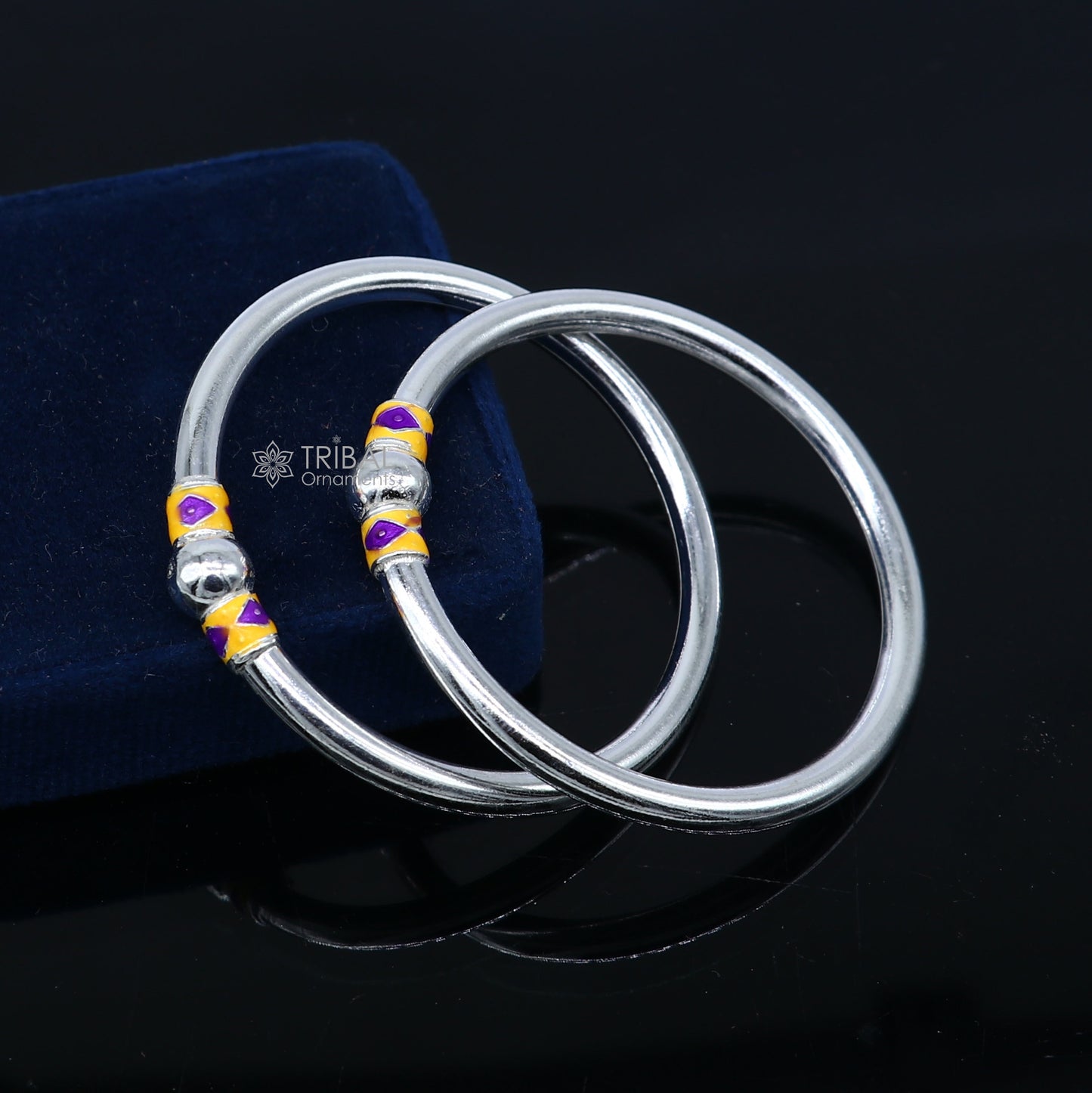 925 Sterling silver handmade Single ball design baby bangle bracelet kada, fabulous silver baby jewellery bbk205 - TRIBAL ORNAMENTS