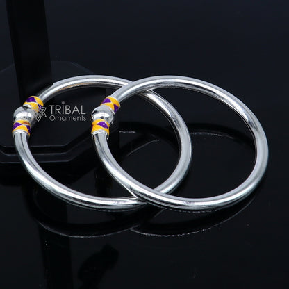 925 Sterling silver handmade Single ball design baby bangle bracelet kada, fabulous silver baby jewellery bbk205 - TRIBAL ORNAMENTS