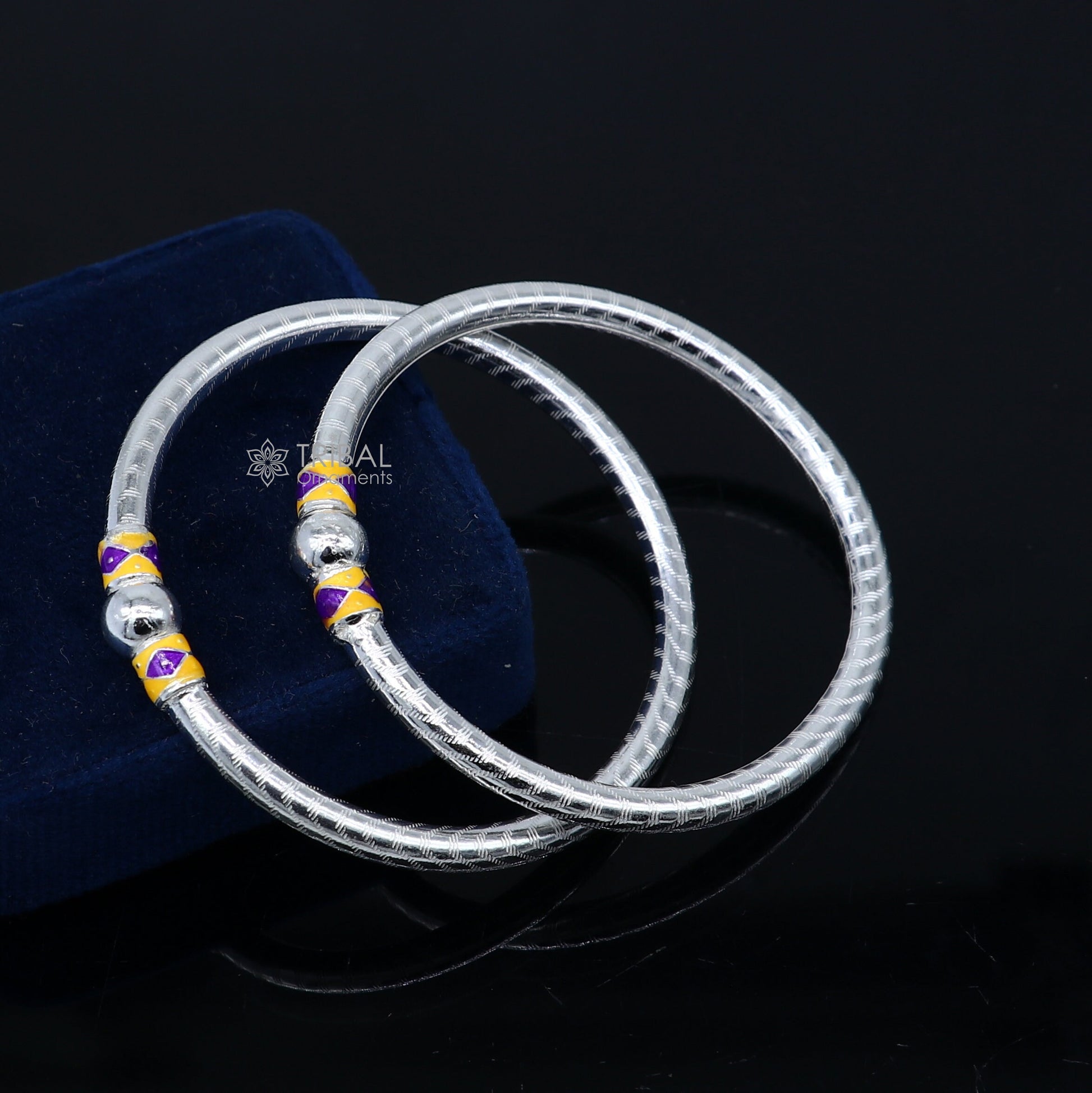 925 Sterling silver handmade Single ball design baby bangle bracelet kada, fabulous silver baby jewellery bbk206 - TRIBAL ORNAMENTS