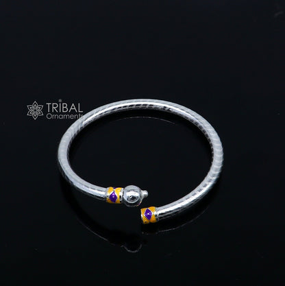 925 Sterling silver handmade Single ball design baby bangle bracelet kada, fabulous silver baby jewellery bbk206 - TRIBAL ORNAMENTS