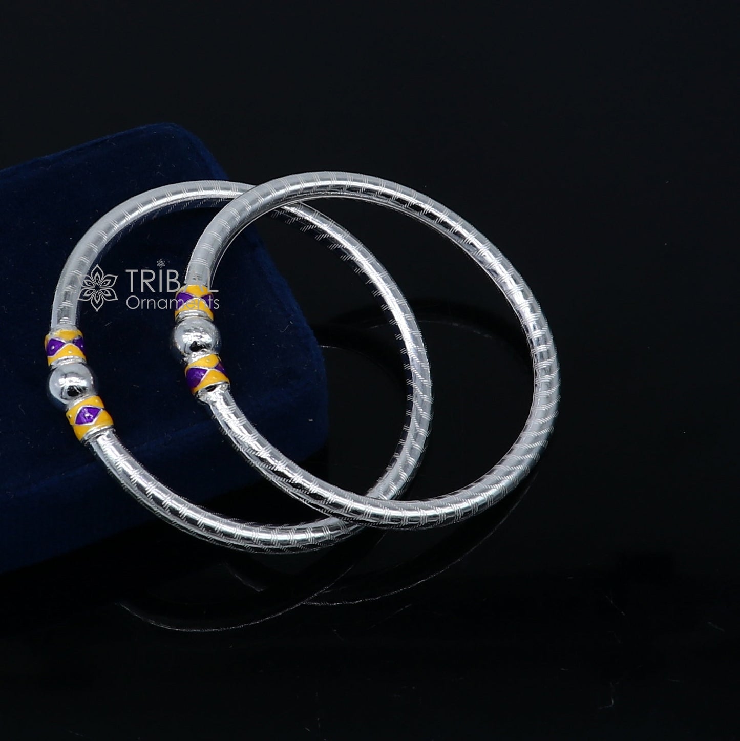 925 Sterling silver handmade Single ball design baby bangle bracelet kada, fabulous silver baby jewellery bbk206 - TRIBAL ORNAMENTS