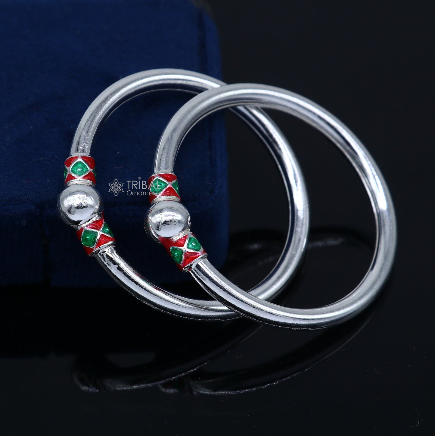 925 Sterling silver handmade Single ball design baby bangle bracelet kada, fabulous silver baby jewellery bbk209 - TRIBAL ORNAMENTS