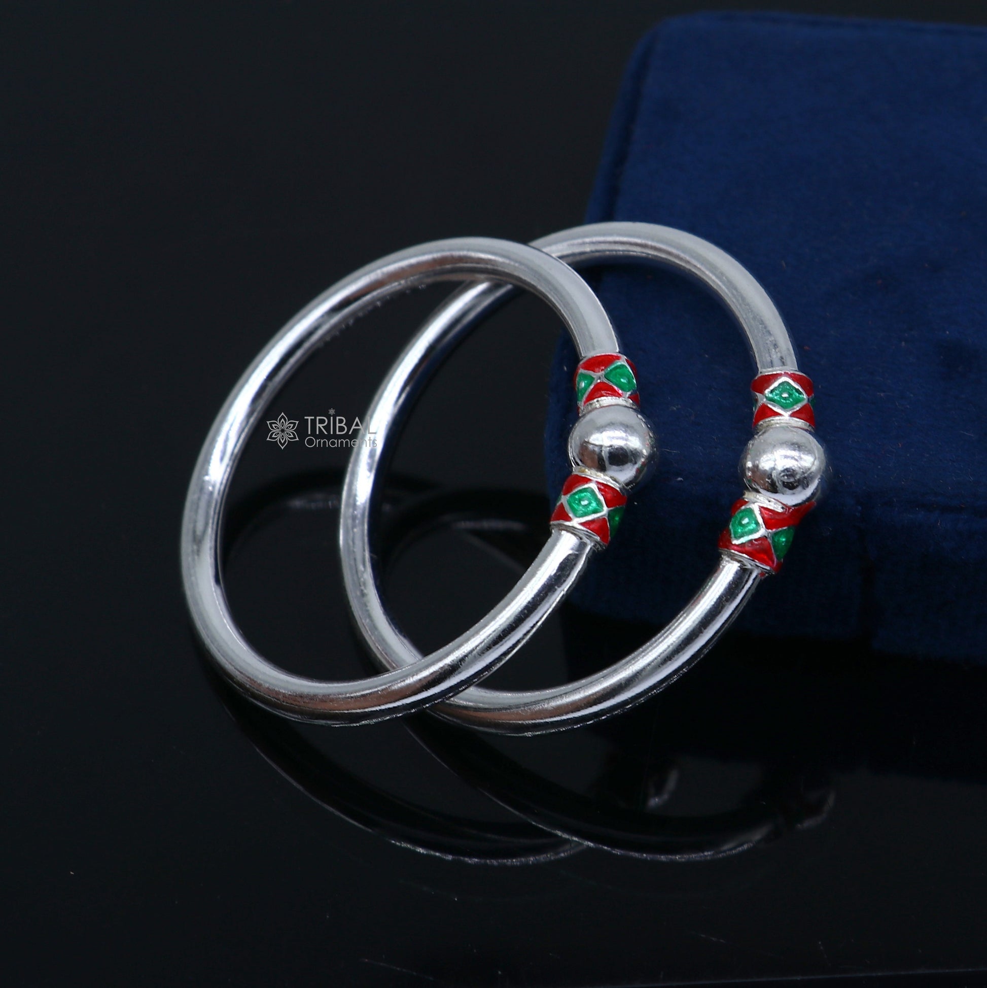 925 Sterling silver handmade Single ball design baby bangle bracelet kada, fabulous silver baby jewellery bbk209 - TRIBAL ORNAMENTS