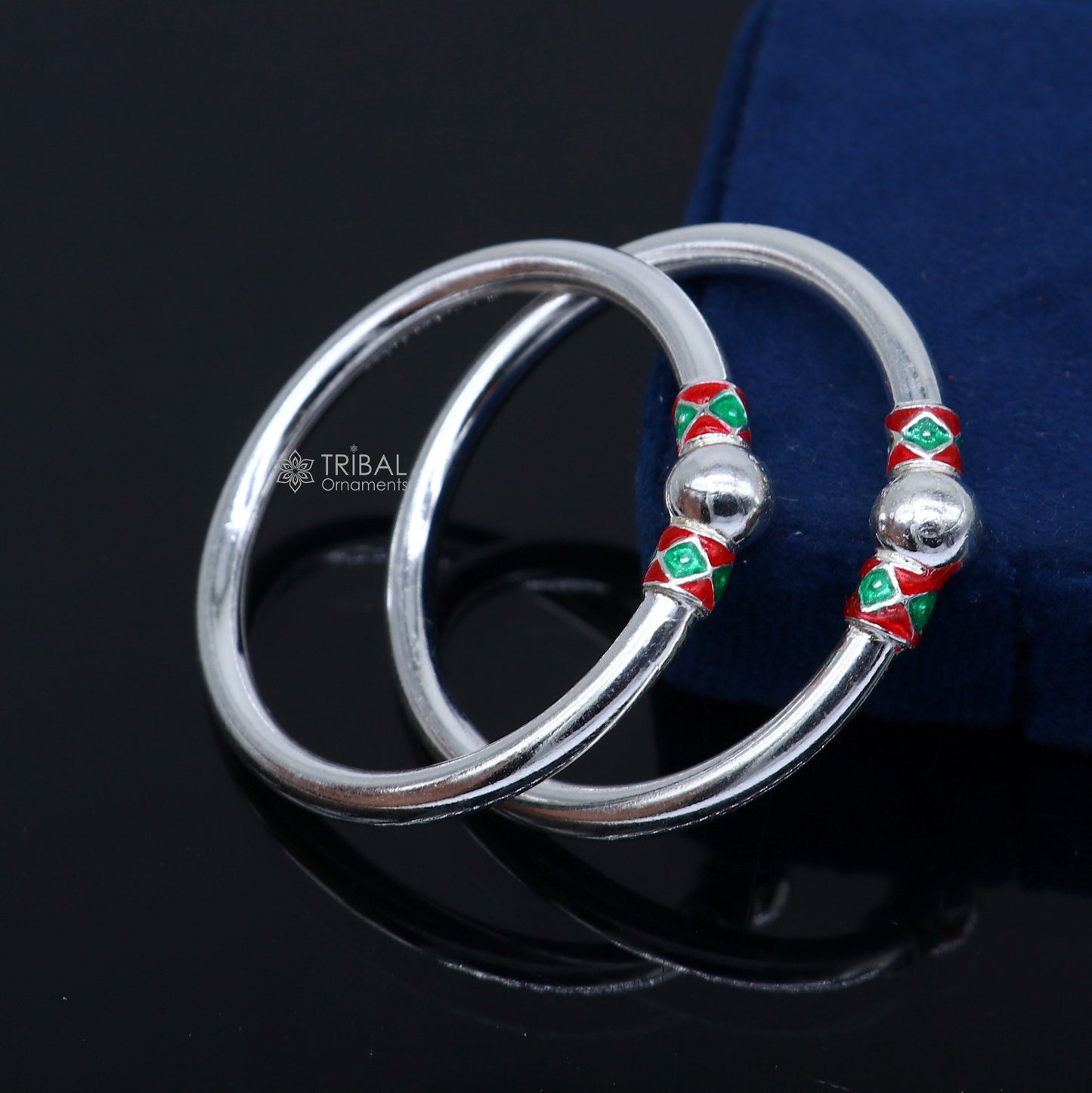 925 Sterling silver handmade Single ball design baby bangle bracelet kada, fabulous silver baby jewellery bbk209 - TRIBAL ORNAMENTS