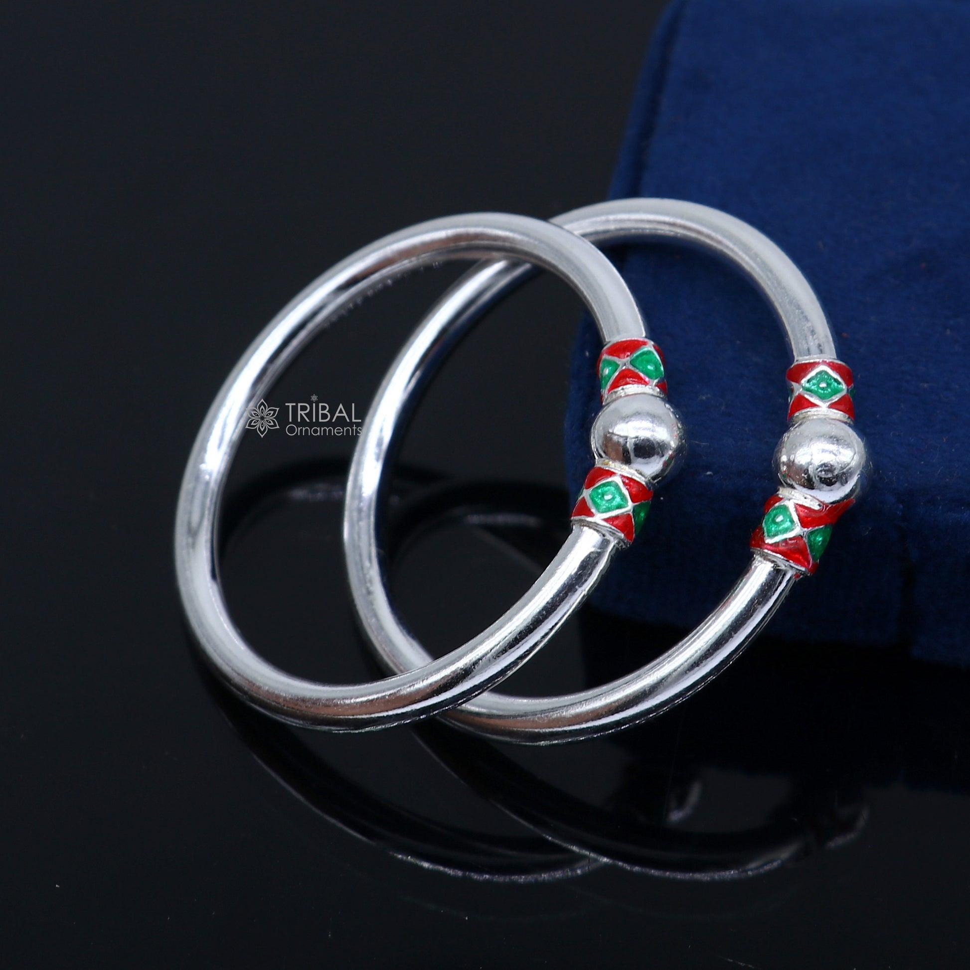 925 Sterling silver handmade Single ball design baby bangle bracelet kada, fabulous silver baby jewellery bbk209 - TRIBAL ORNAMENTS