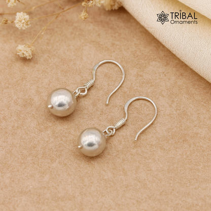 925 sterling silver handmade single ball hoops earring, stunning drop dangling earring amazing customized bridesmaid earring s914 - TRIBAL ORNAMENTS