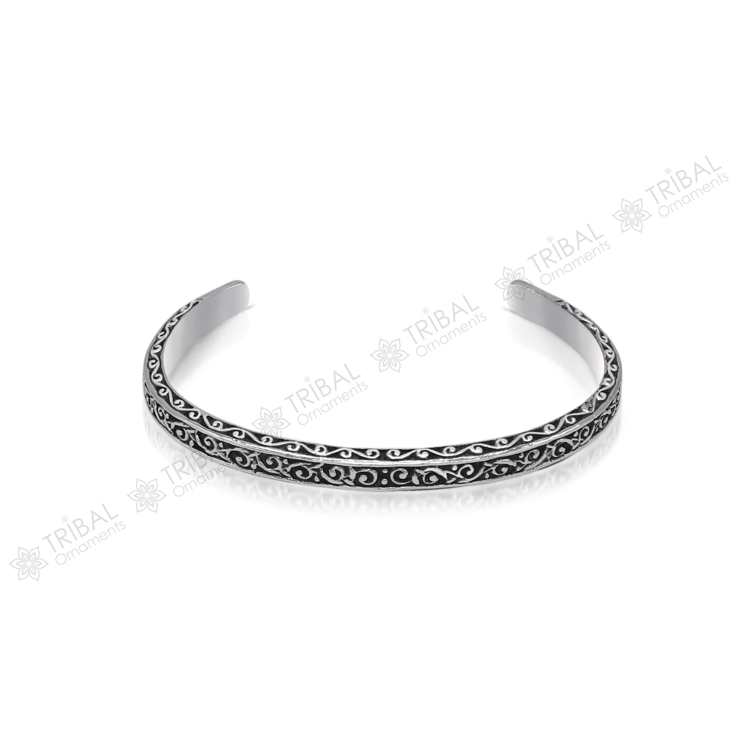 925 sterling silver handmade antique finish fashion kada cuff bracelet, unisex solid silver jewelry with intricate design, stylish accessory