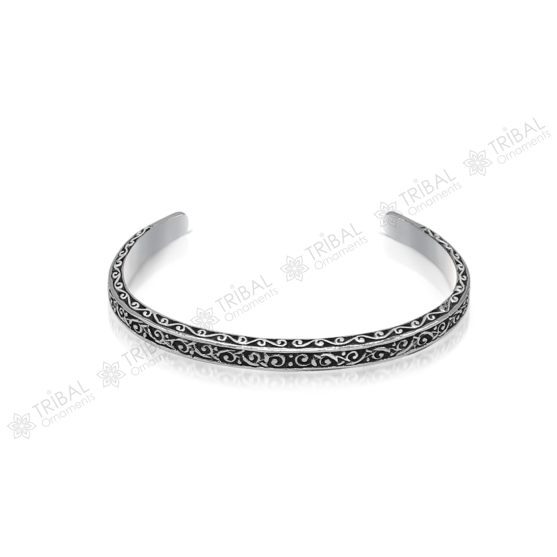 925 sterling silver handmade antique finish fashion kada cuff bracelet, unisex solid silver jewelry with intricate design, stylish accessory