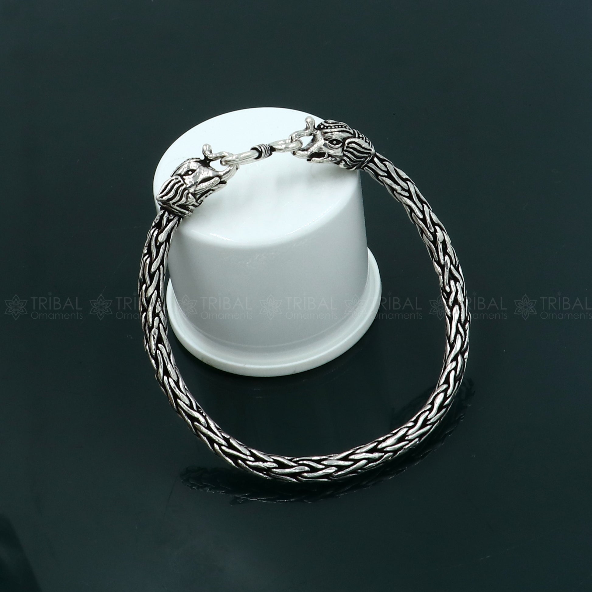 925 Sterling silver handmade solid elephant face design chain bracelet flexible bracelet unisex jewelry from india  sbr764 - TRIBAL ORNAMENTS